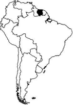 Suriname highlighted in the map of South America